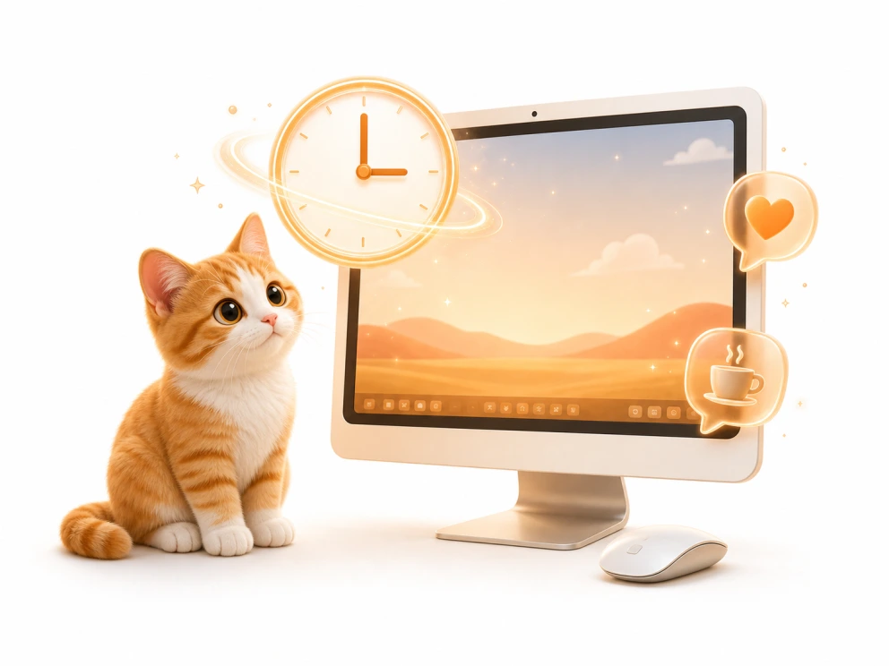 猫咪桌宠整点报时提醒喝水休息