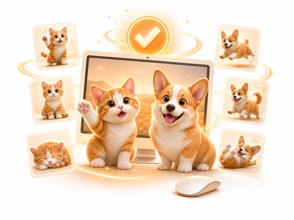 猫狗桌宠和丰富互动动作组合
