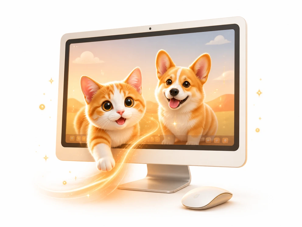把生成的猫狗桌宠放到电脑桌面